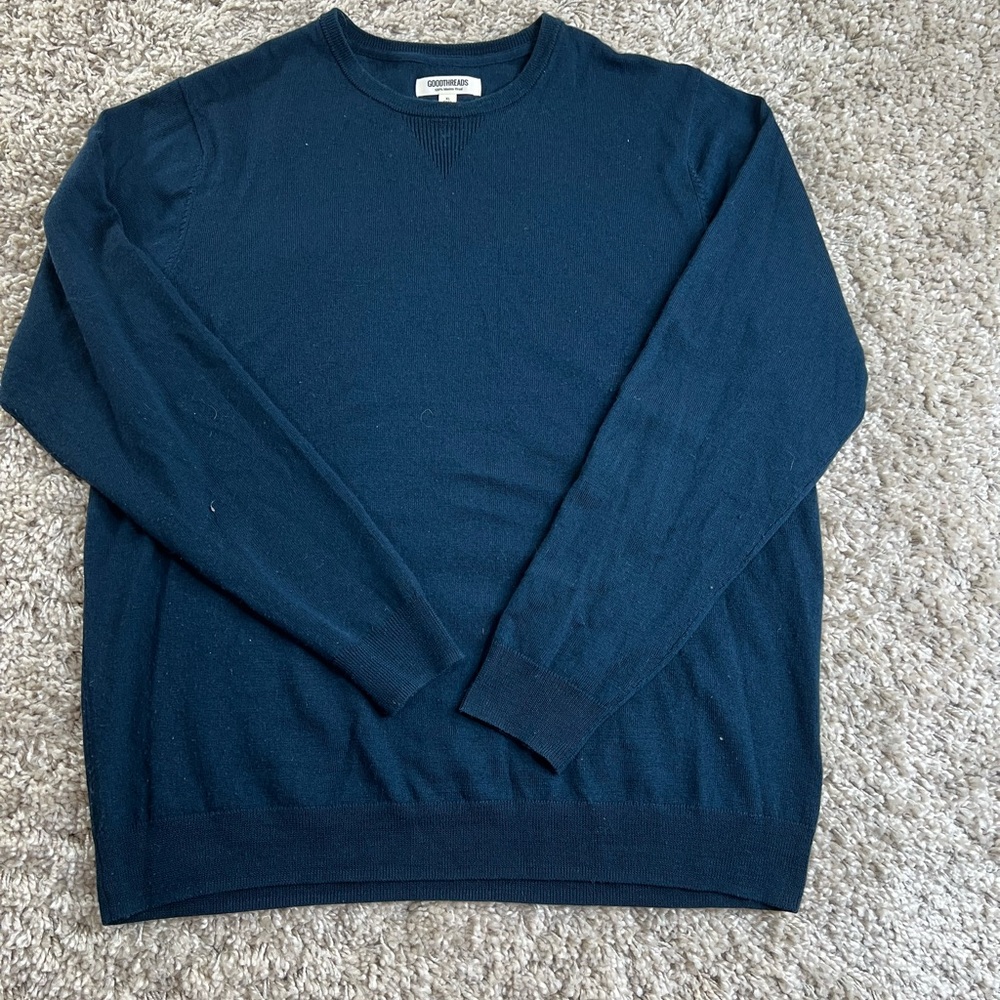 Goodthreads Men's Deep Blue Merino Wool Crewneck Sweater